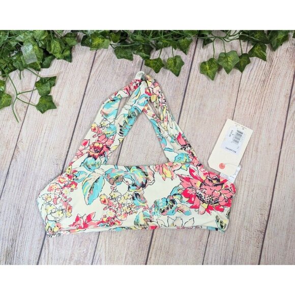 BILLABONG Women's Floral Bikini Top Cross Back Strappy Size Small NEW - Picture 1 of 5